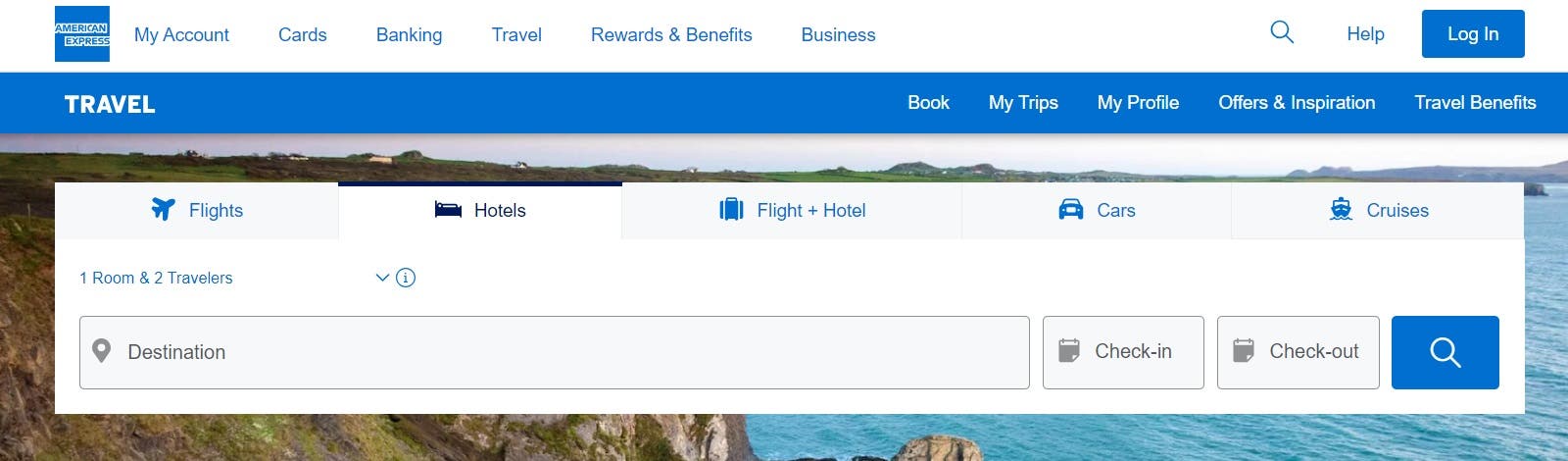 screenshot of amex travel